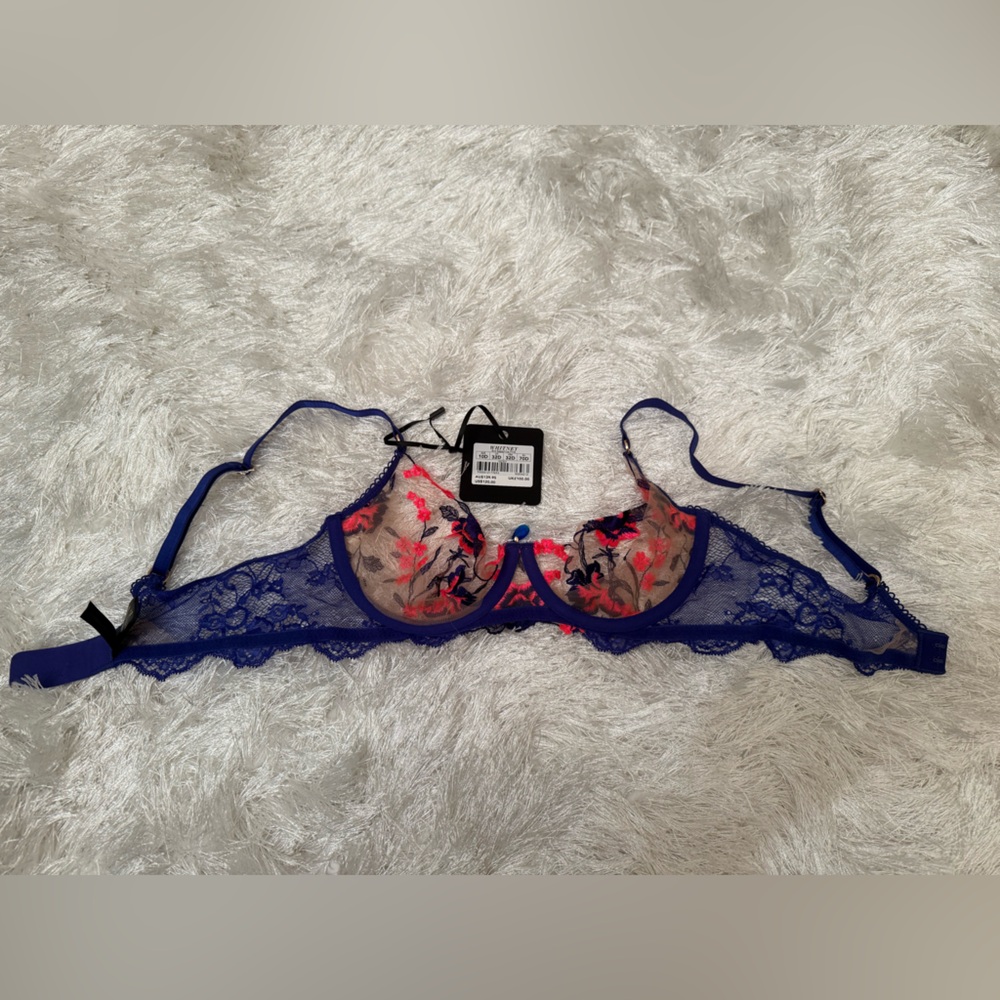 Honey Birdette Elegant Blue Lace Bra